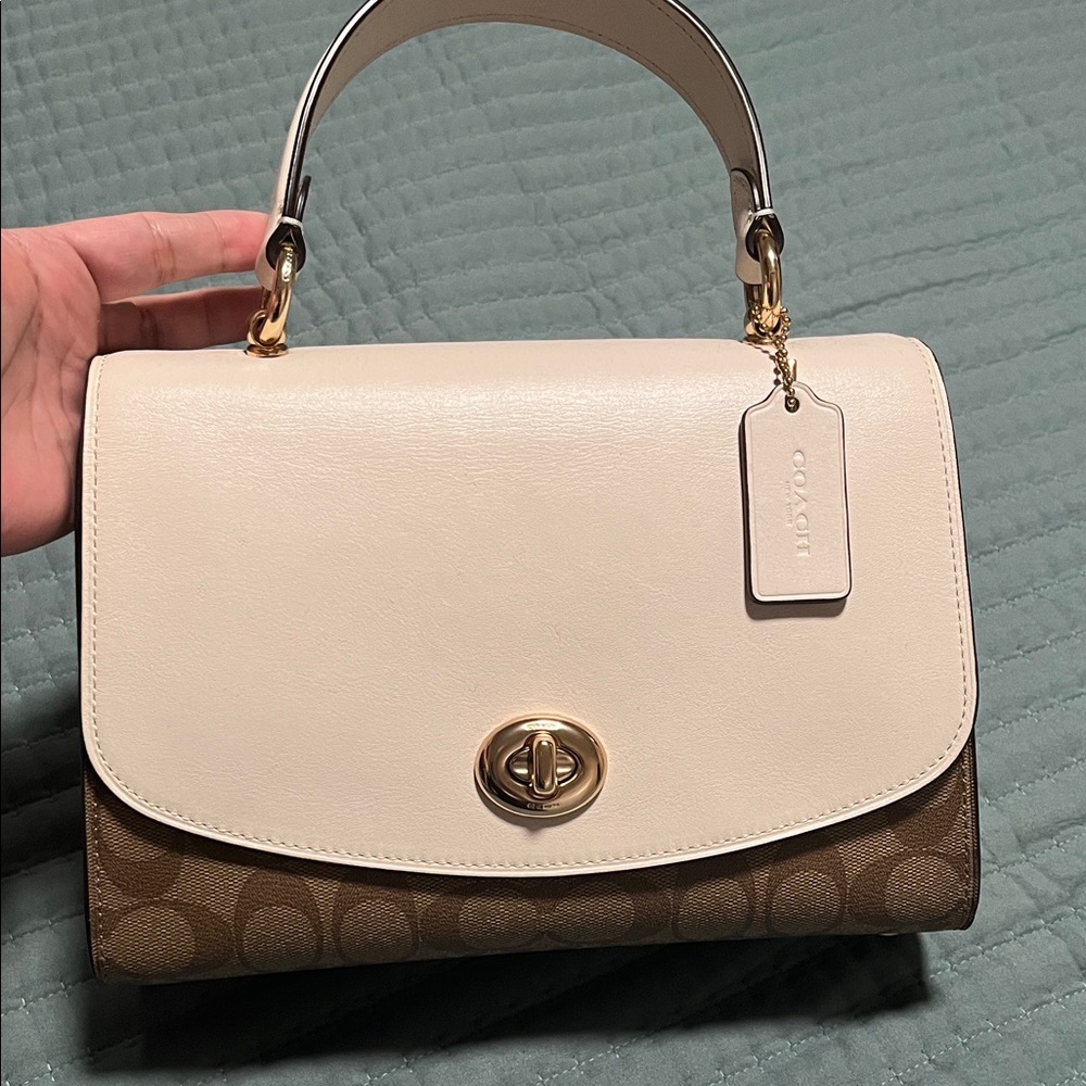 Coach Cream and Tan Satchel